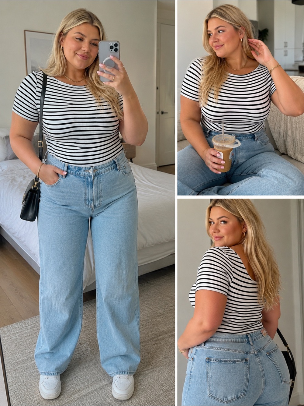 Cider striped ribbed bodysuit black & white size 0xl